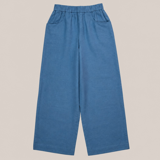 MEIMEIJ Wide Leg Leinenhose Blau – 100 % Leinen – Made in Italy