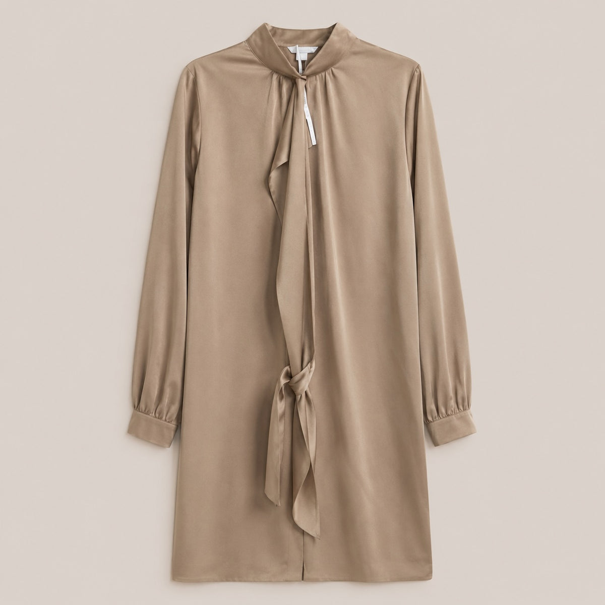 Marc Aurel Damen Kleid Dark Gold Satinoptik mit Schluppe Langarm