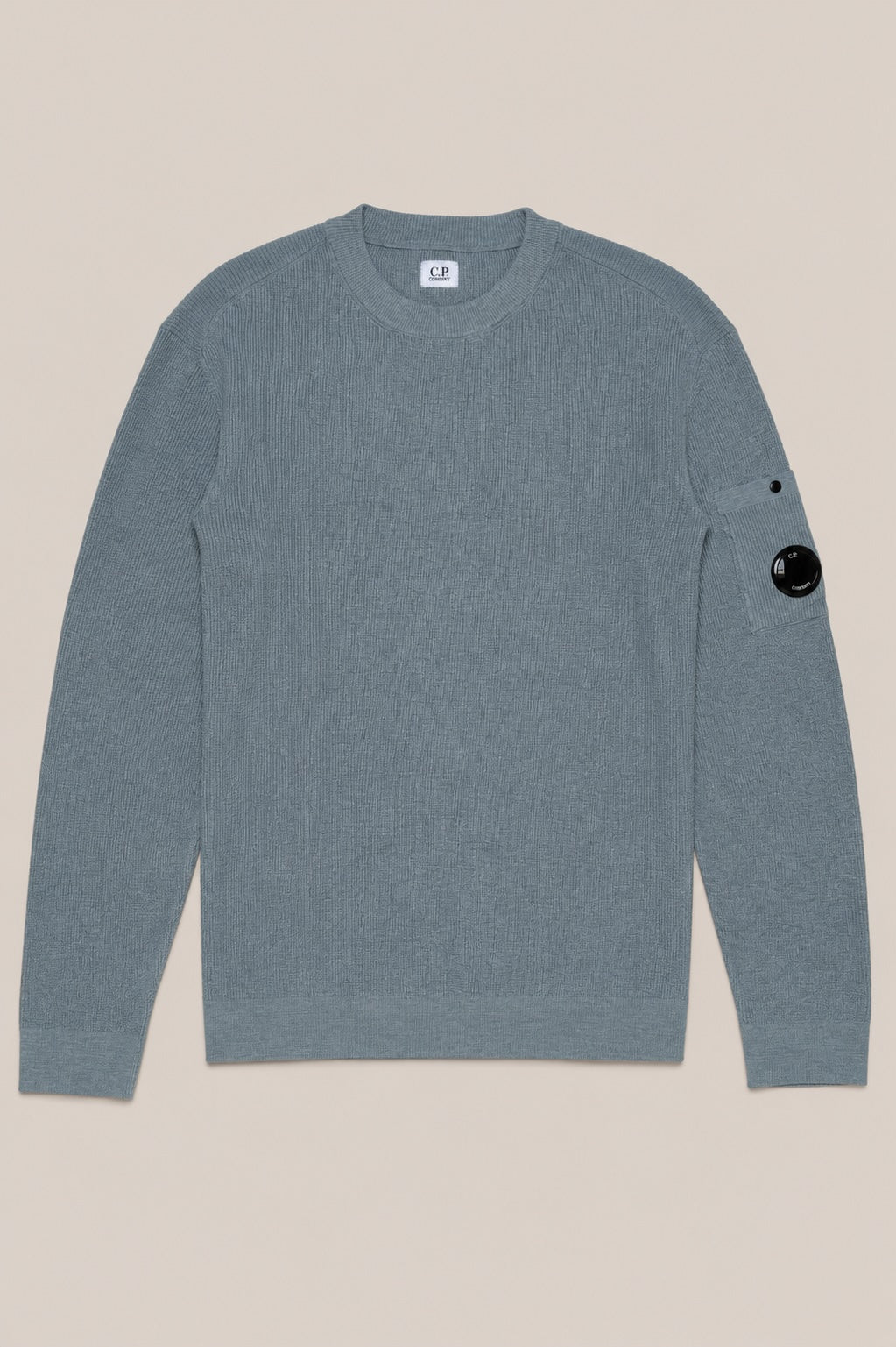 C.P. Company Herren Strickpullover Crew Neck – Hellblau/Grau