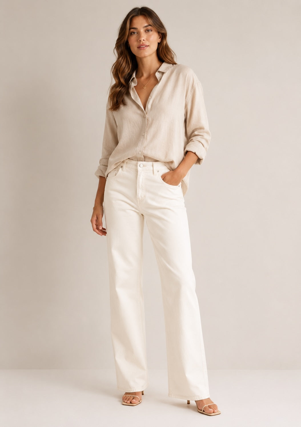 Fabienne Chapot Lazy Loose Damenjeans in Cremeweiß