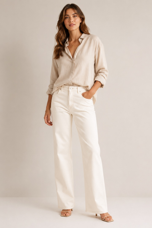 Fabienne Chapot Lazy Loose Damenjeans in Cremeweiß
