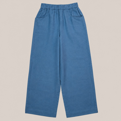 MEIMEIJ Wide Leg Leinenhose Blau – 100 % Leinen – Made in Italy
