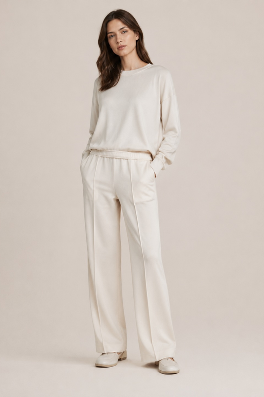 Gran Sasso Luxury Knit Hose Creme – Schurwolle & Kaschmir – Made in Italy