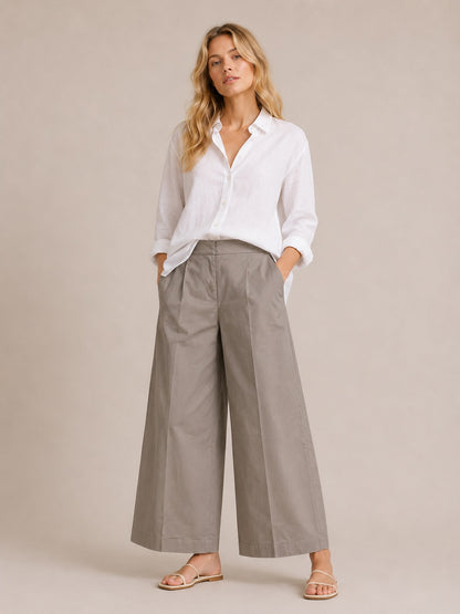 MEIMEIJ Damen Wide Leg Hose aus 100% Baumwolle – Made in Italy
