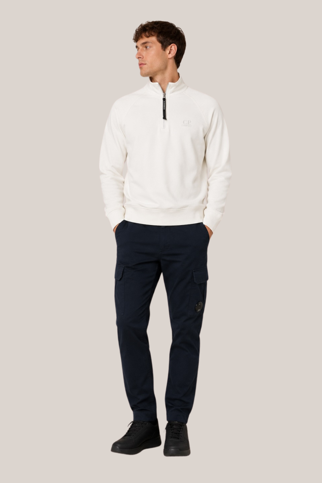 C.P. Company Herren Half Zip Sweatshirt – Light Fleece