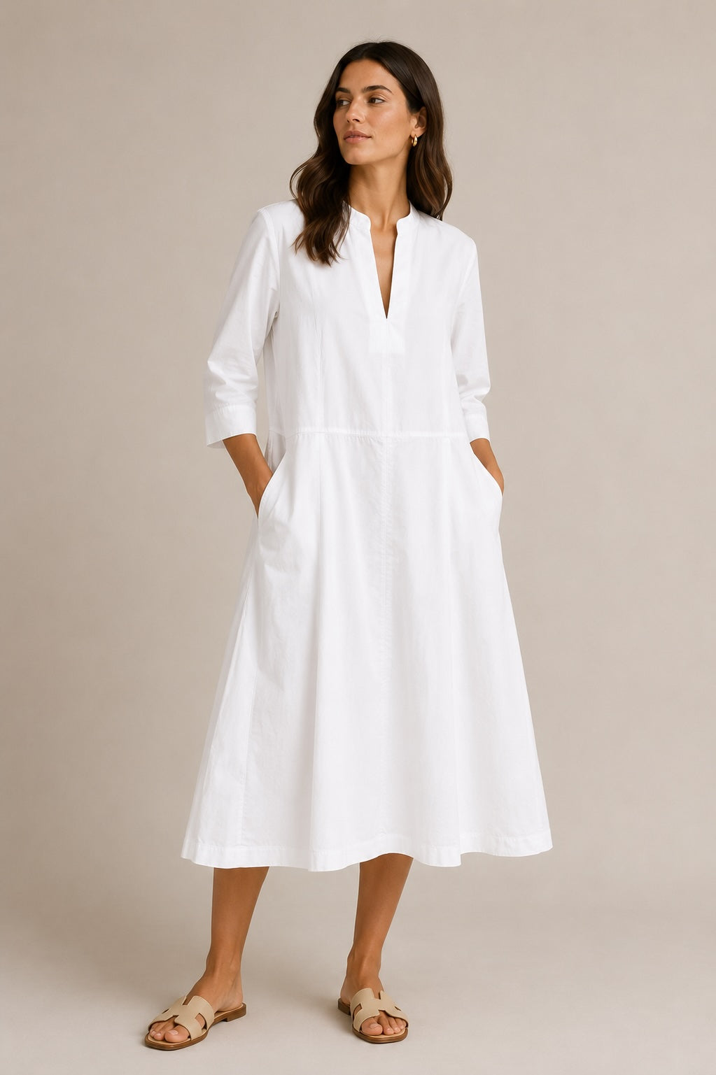 Seventy Venezia Damen Kleid Khaki & Weiss