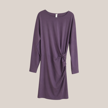 Japan TKY Damen Kleid Shizuo Blackberry Wine Lila Jerseykleid Drapiert Stretch