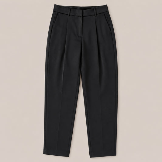 Japan TKY Gana Damen Hose Deep Black Schwarz Tapered Fit Stretch Businesshose