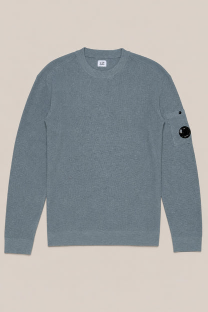 C.P. Company Herren Strickpullover Crew Neck – Hellblau/Grau