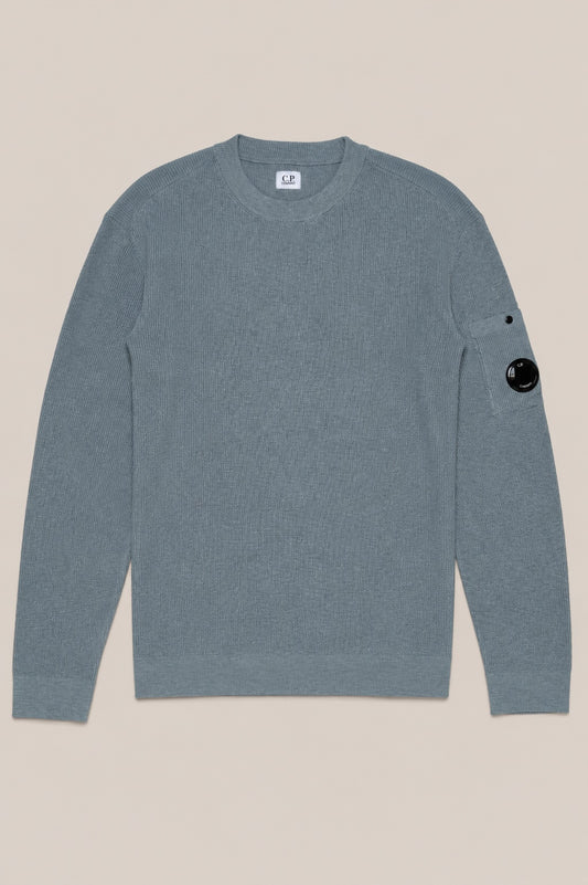 C.P. Company Herren Strickpullover Crew Neck – Hellblau/Grau