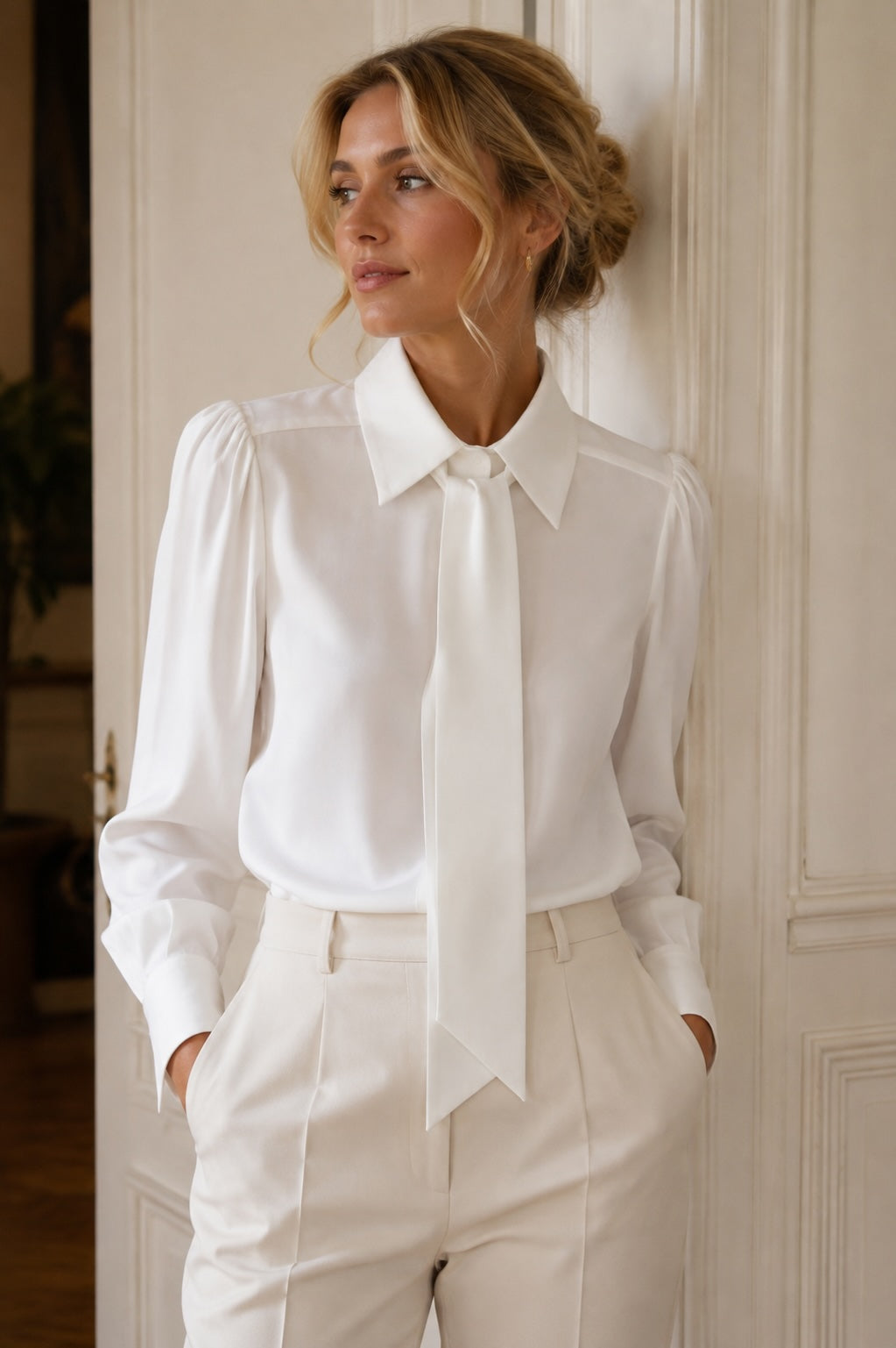 van Laack Livia VL-LIVIA-XX Damenbluse Weiß mit Schluppe