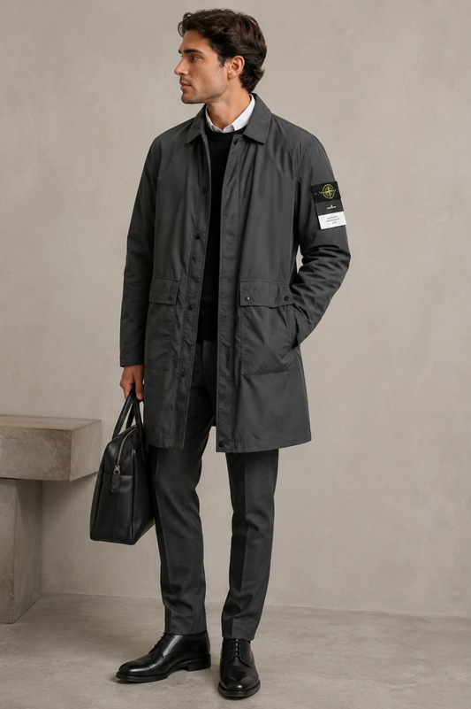 Stone Island Herren Jacke Capospalla Lungo Light Compact Touch Poly-TC
