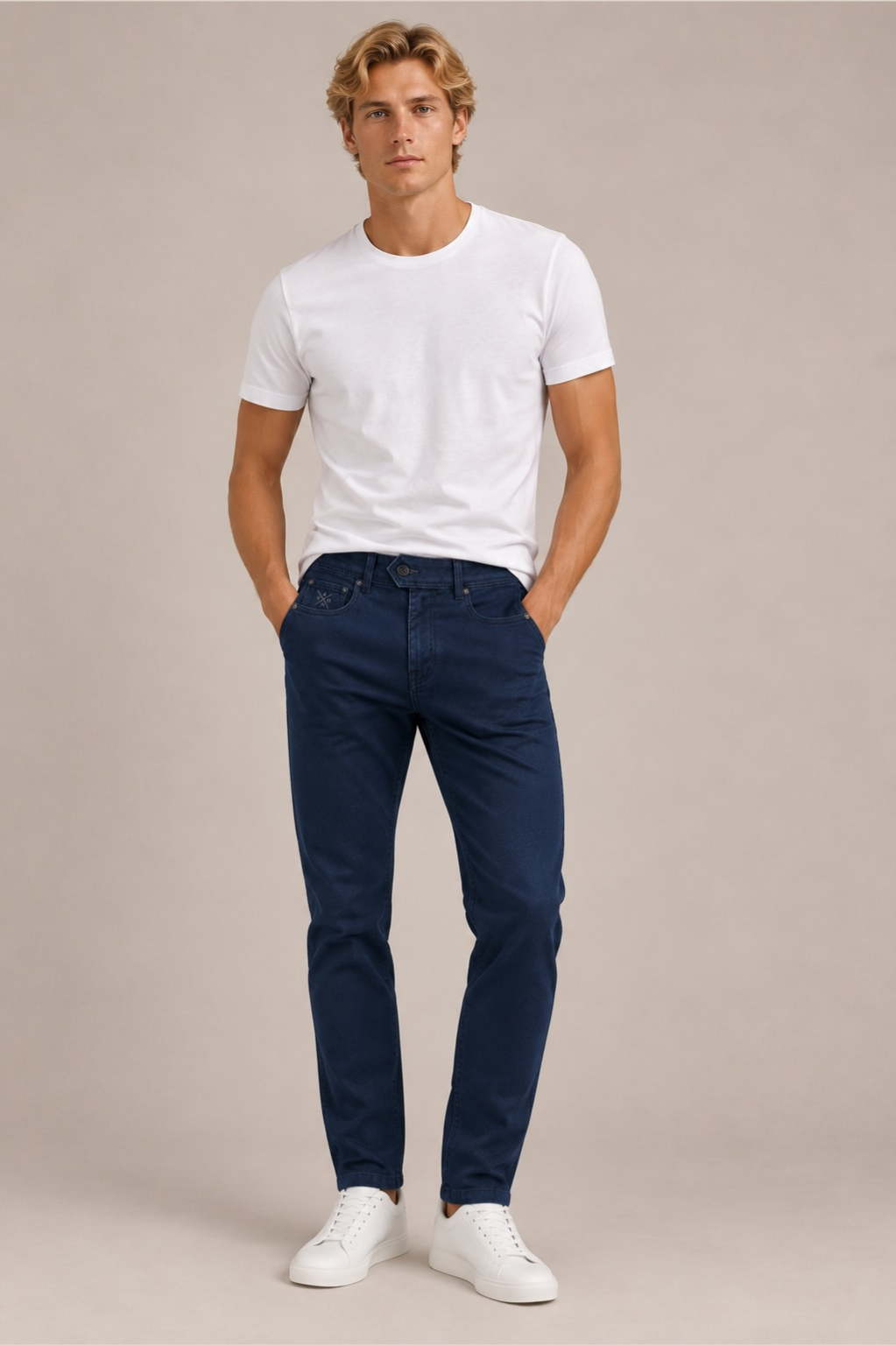 Ace Denim Paris AD02 Herren Jeans Midnight Blue/Brown