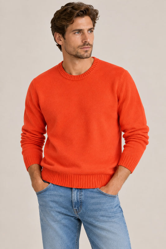Ace Denim AD199 Merino Pullover Orange – 100% Merinowolle