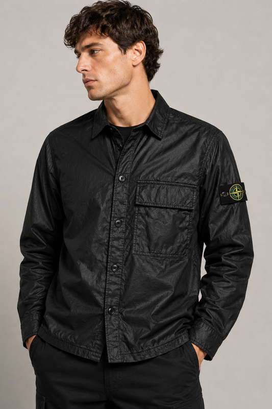Stone Island Herren Overshirt Schwarz – Polyamid