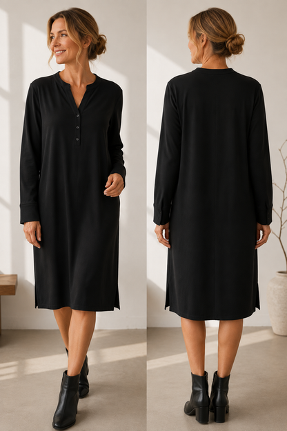 Japan TKY Damen Kleid Fujita Deep Black