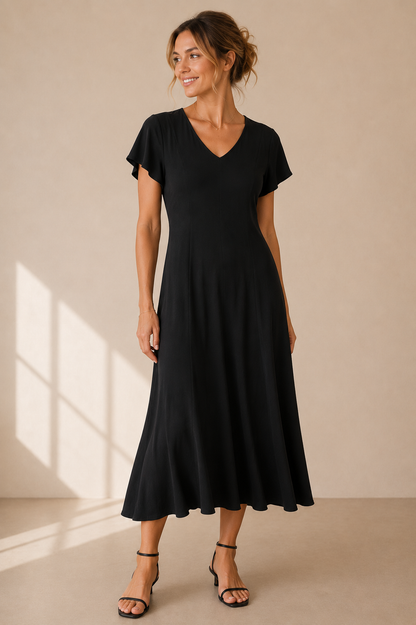 MEIMEIJ Damen Seidenkleid Schwarz