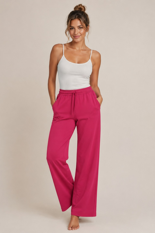Seventy Venezia Wide Leg Hose aus Seide & Acetat in Pink – Made in Italy
